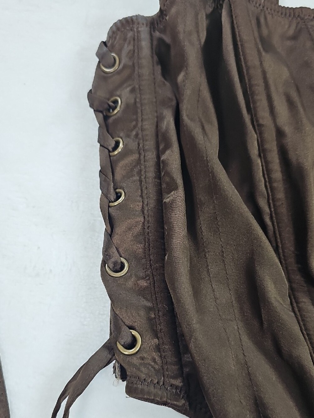 Urban Outfitters Brown Satin Lace Up Side Corset Top Size Large Zipper Back - Picture 2 of 9